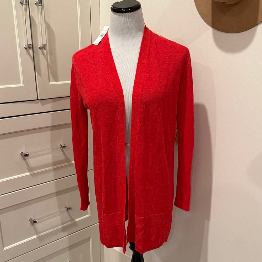 NWT Ann Taylor open Vibrant Red Cardigan